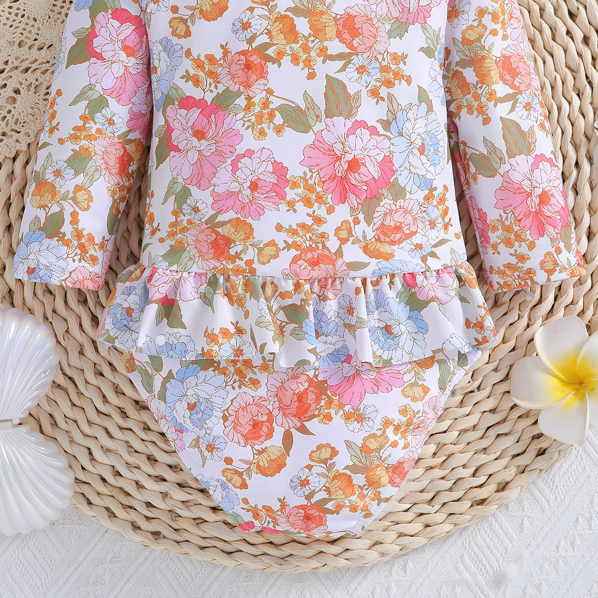 SAMGAMIBABY children's swimwear new girls long sleeved printed one piece swimsuit_voghion.com