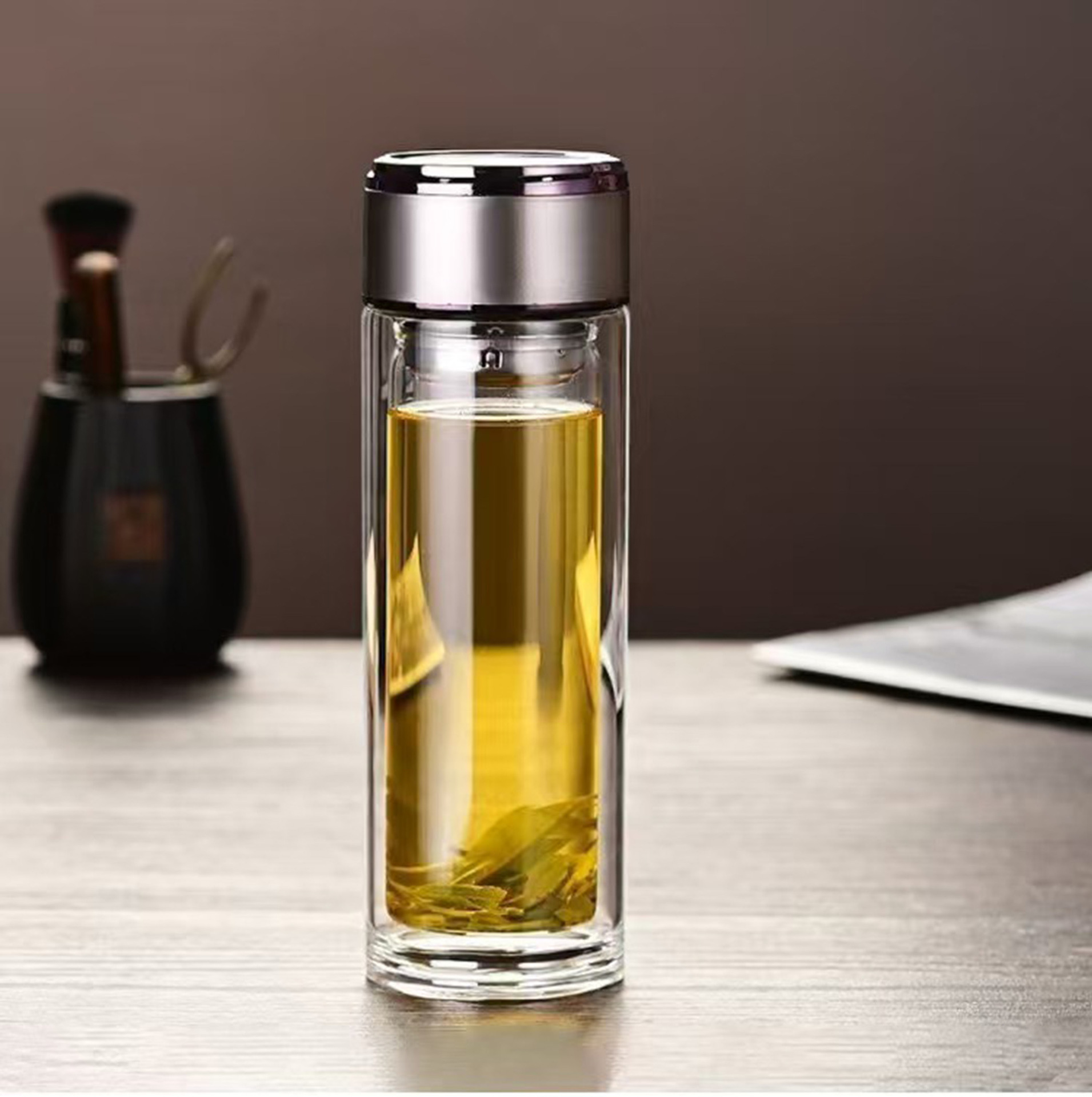 批发双层玻璃杯印刷logo高硼硅玻璃杯大容量茶杯礼品水杯定制杯子