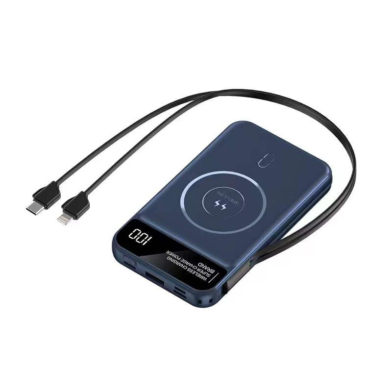 Teléfono móvil universal de doble alambre magnético cargador inalámbrico portátil mini fuente de alimentación móvil al aire libre gran capacidad diseño de color sólido