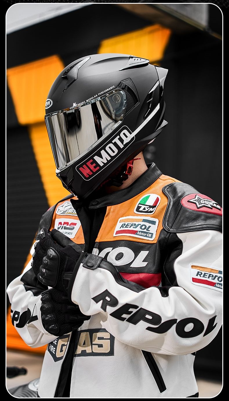 Newei 3C National Standard Dot Certified Full-Face Helmet with Dual Mirrors, Warm and Suitable for All Seasons, Unisex Motorcycle Helmet, Summer Full-Face Helmet