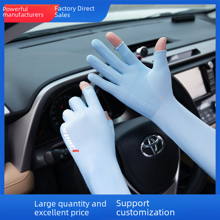 Sonnenschutzhandschuhe Herren Sommer Belichtung Finger Dünn Eisseide Fahren Lange Angeln Takeaway Damen Sommer Reiten_voghion.com