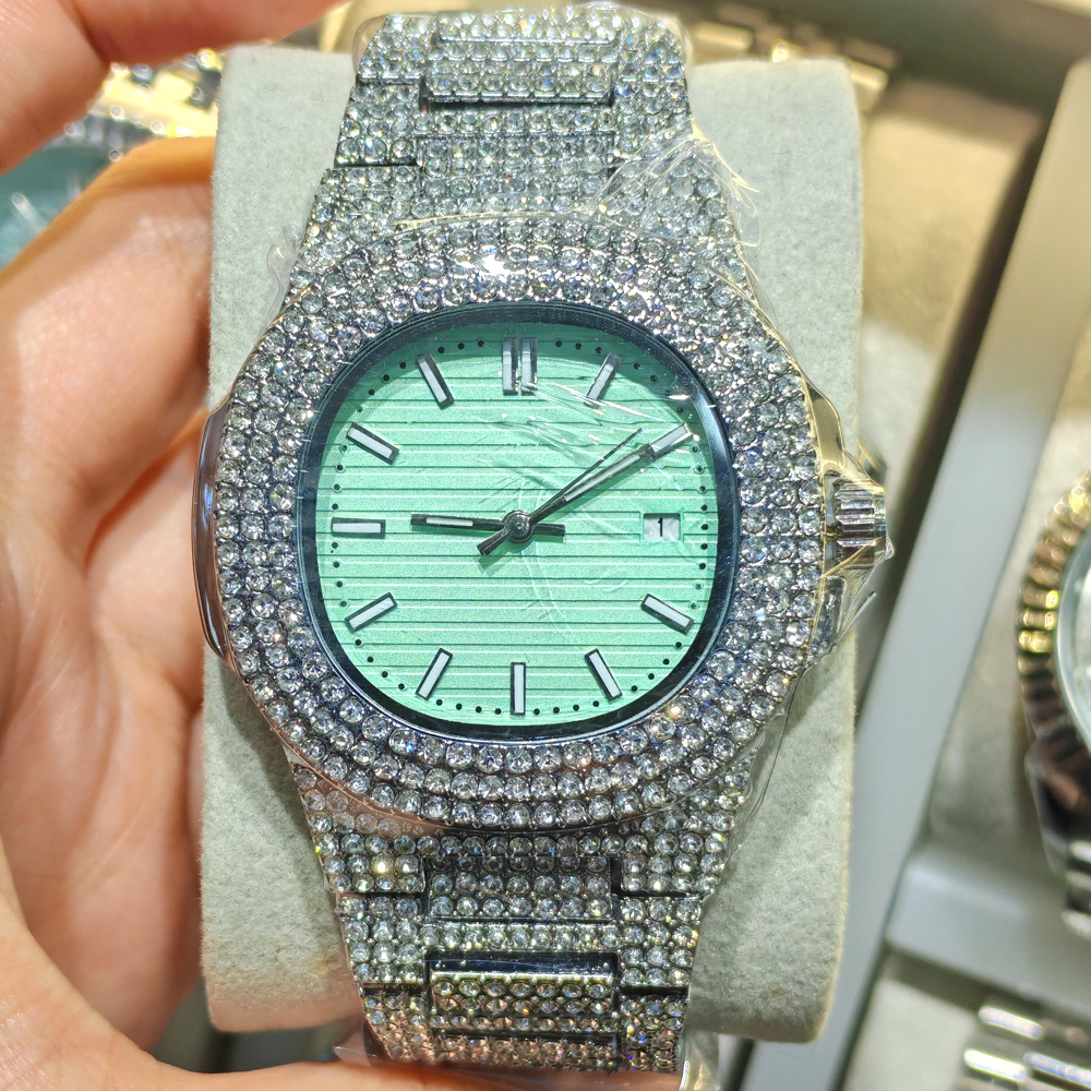 Hip-Hop Watch Cross-Border Popular Fashion Full Diamond Quartz Watch Starry Sky Luminous Quartz Men's Watch Watch