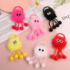 跨境新款仿獺兔毛精靈小煤球毛絨掛件可愛汽車鑰匙扣包包掛飾配件