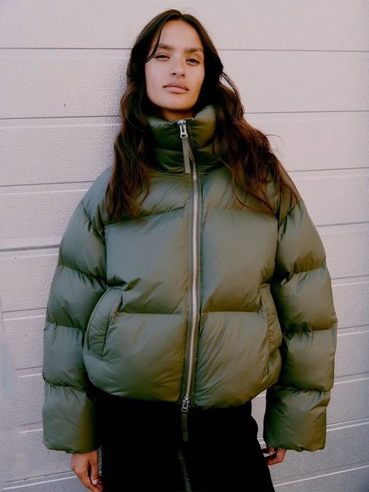 La versión coreana de los niños de color sólido de la chaqueta de algodón con cremallera de cuello vertical para mujeres 2025 invierno nuevo estilo transfronterizo de Europa y América image 8