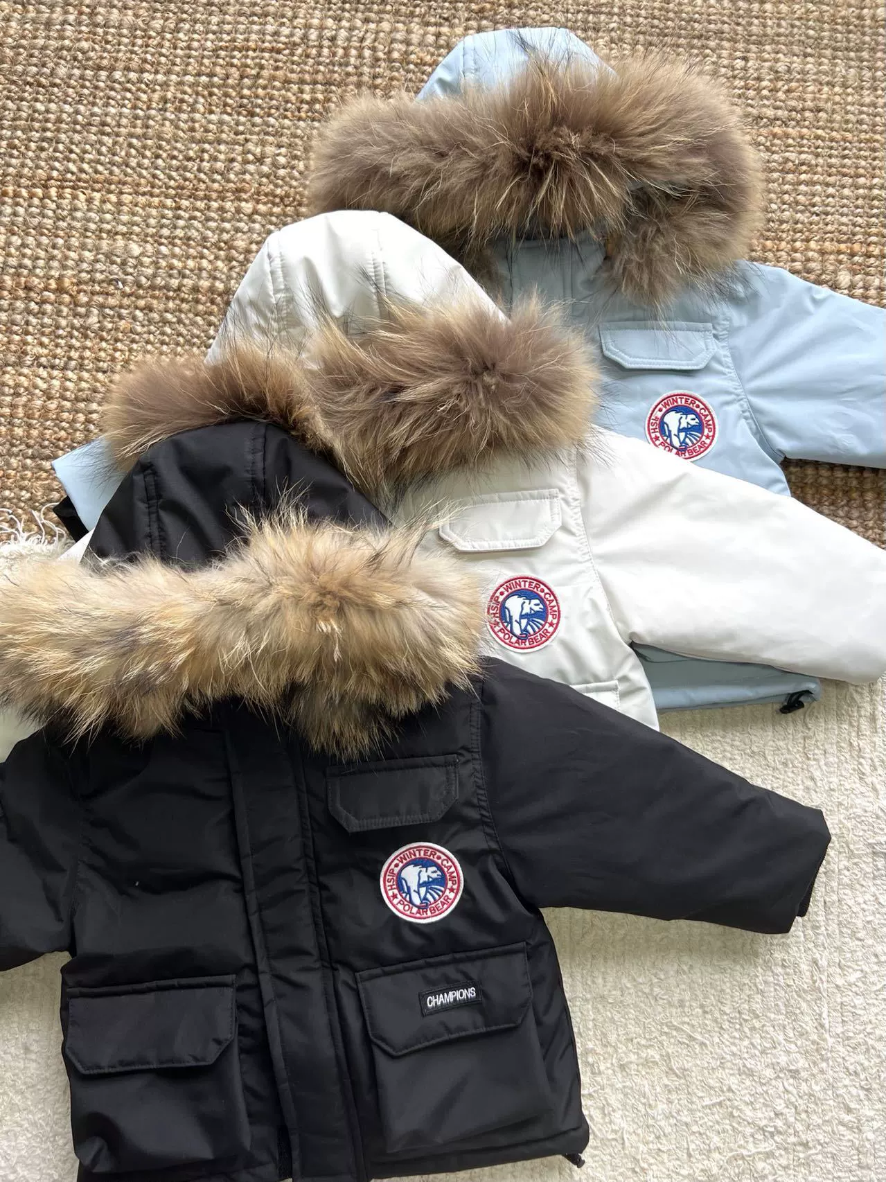 Children's keep warm winter down jacket, colored hoody for men and women