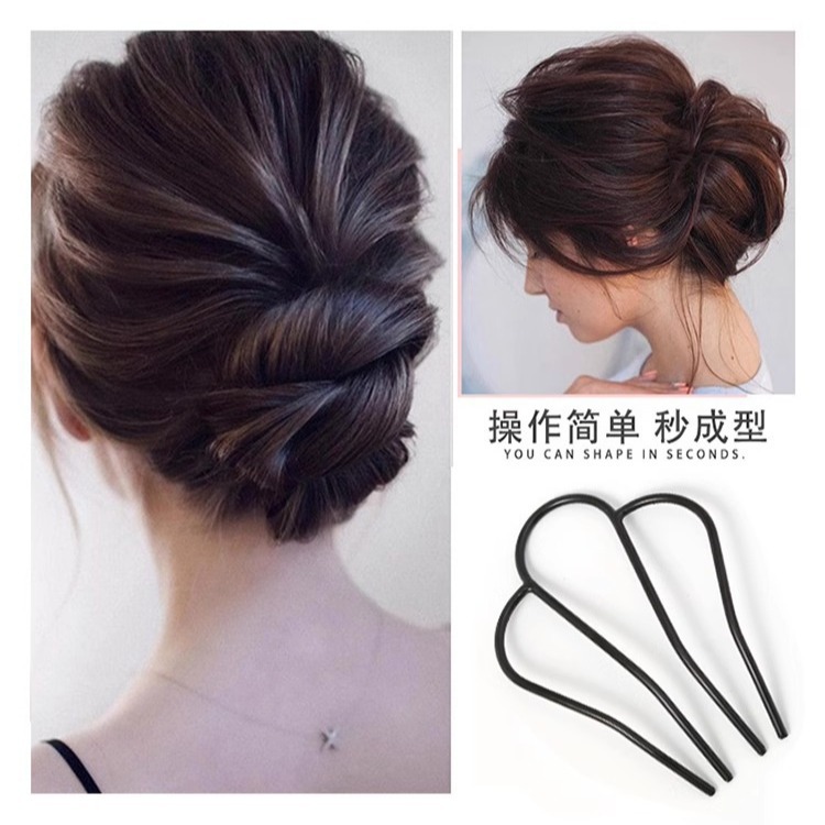 Pelo perezoso rizador negro horquilla pelo tapón bola cabeza pelo updo herramienta en forma de U peine pelo trenzado artefacto horquilla