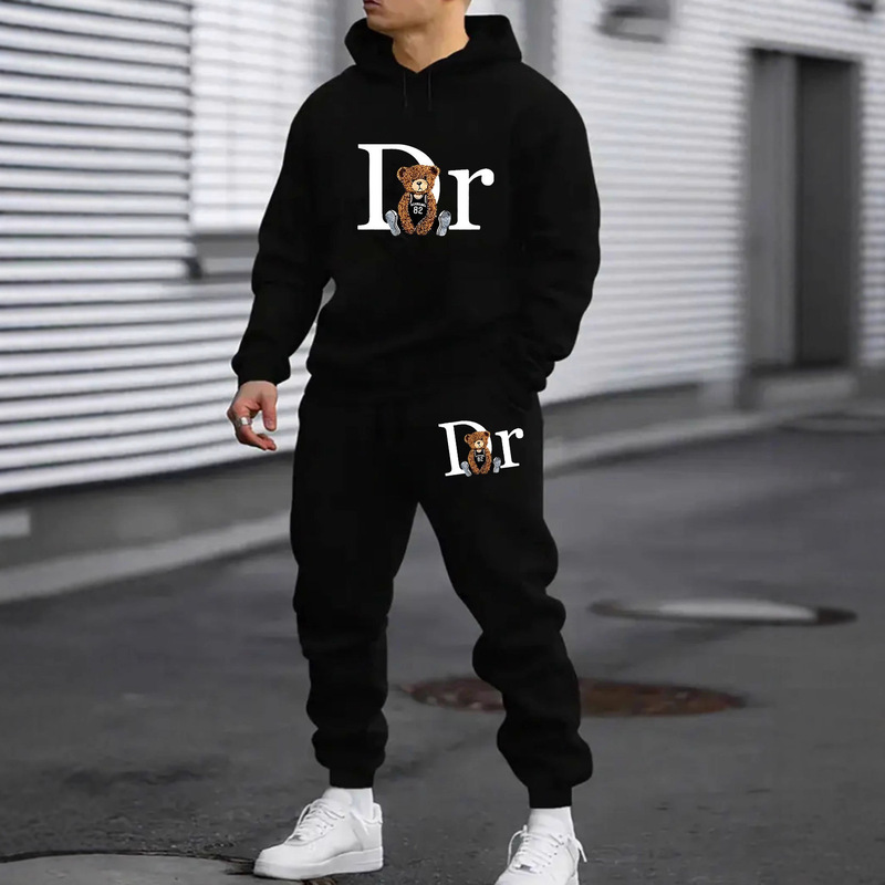 Foreign Trade Men's and Women's Couple Fleece Sweatshirt Plain Dr Teddy Bear Kangaroo Pocket Drawstring Hoodie Trendy Brand Set Foreign Trade Men's and Women's Couple Fleece Sweatshirt Plain Dr Teddy Bear Kangaroo Pocket Drawstring Hoodie Trendy Brand Set