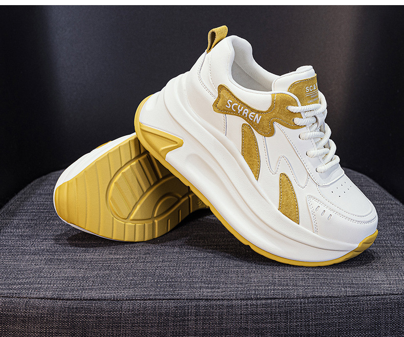 Giày sneaker nữ đế dày tăng chiều cao phong cách A-Gan mới thu đông 2025 — M2918 màu xám, M2918 màu vàng, M2918 màu xanh chi tiết 14
