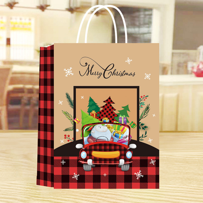 サンタクロースクラフト紙キャンディーバッグ手提げ袋クリスマスイブプレゼント紙袋漫画お土産袋梱包袋|undefined