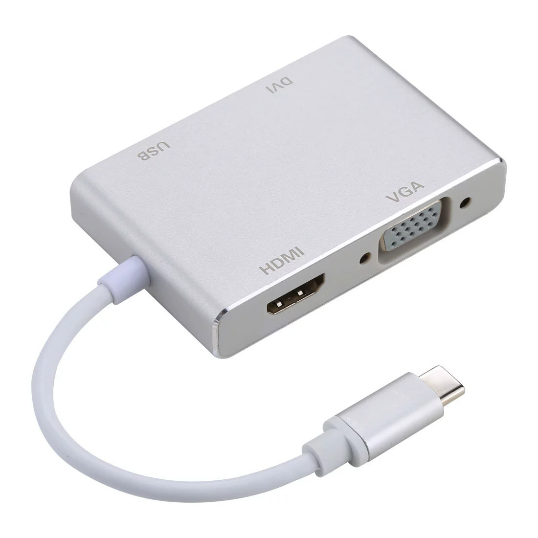 4-в-1 многофункциональный адаптер Type-C: VGA, DVI, HDMI и USB