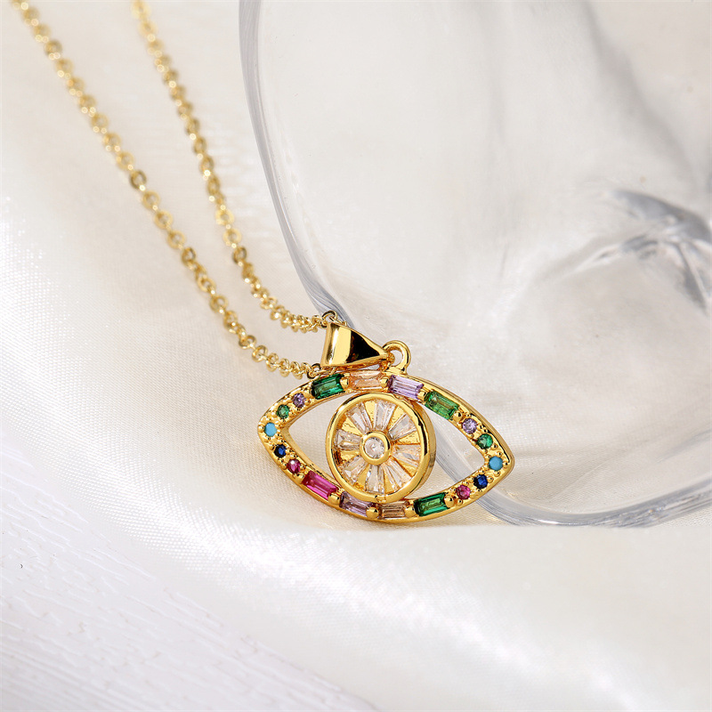 Fashion Devilu0027S Eye Copper Plating Inlay Pearl Zircon Pendant Necklace 1 Piece