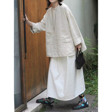 春款做旧亚麻长袖衬衣文艺宽松女装衬衫小衫国风棉麻唐装上衣禅修