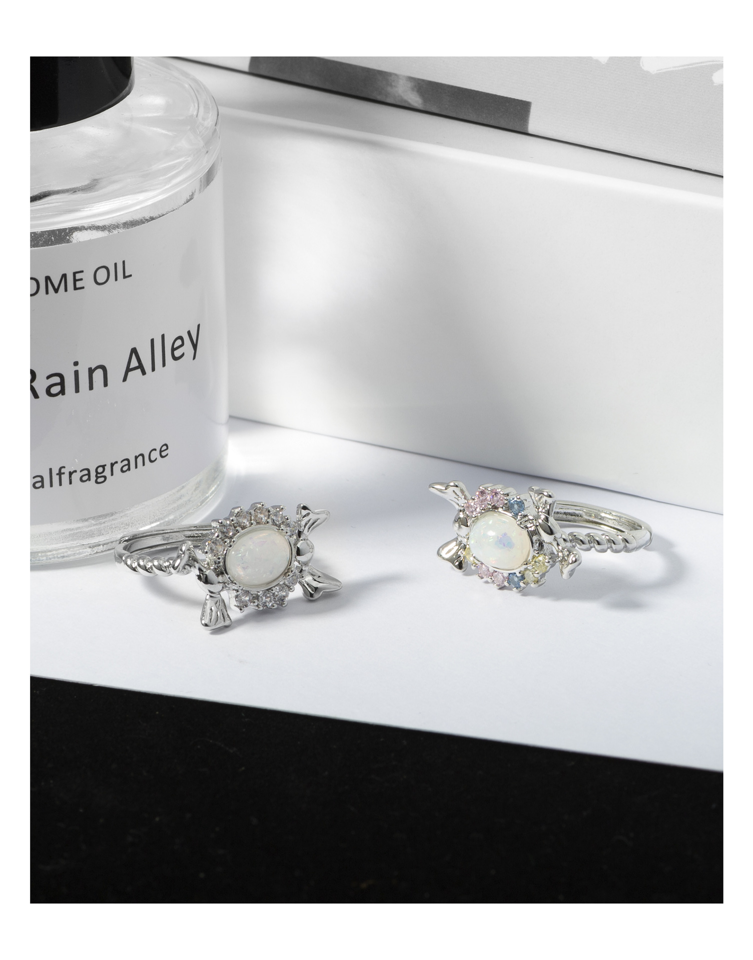 Fashion Bow Knot Copper Plating Inlay Artificial Gemstones Zircon Rings 1 Piece