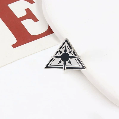 Blue Archive Abadoss School Emblem Metal Brooch Student Id Pattern Enamel Pin Accessories Triangular Badge (Yaxa sancaqları) - silver