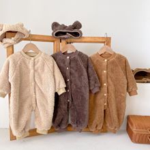 ins秋冬婴儿连体衣加绒可爱男女宝宝小熊造型爬爬服外出包屁哈衣
