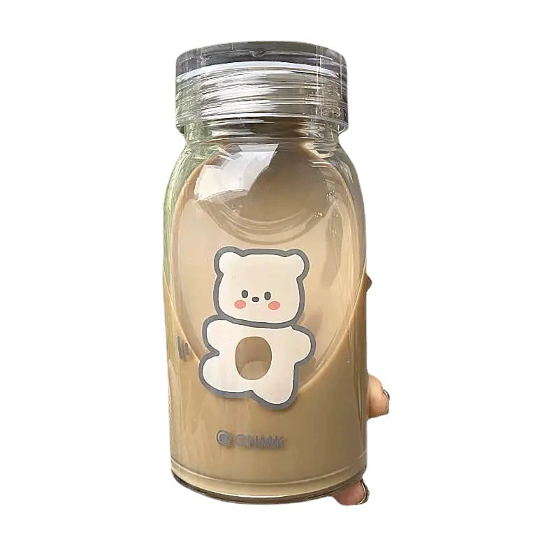 Красивый Bear Glass водяная бутылка, 450 мл толченое стекло чашка, Cartoon в стиле Ins