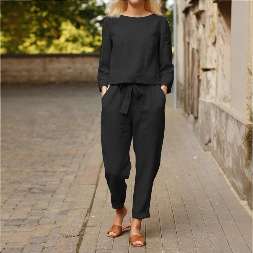 2021 Cross-border European and American new women's autumn solid…