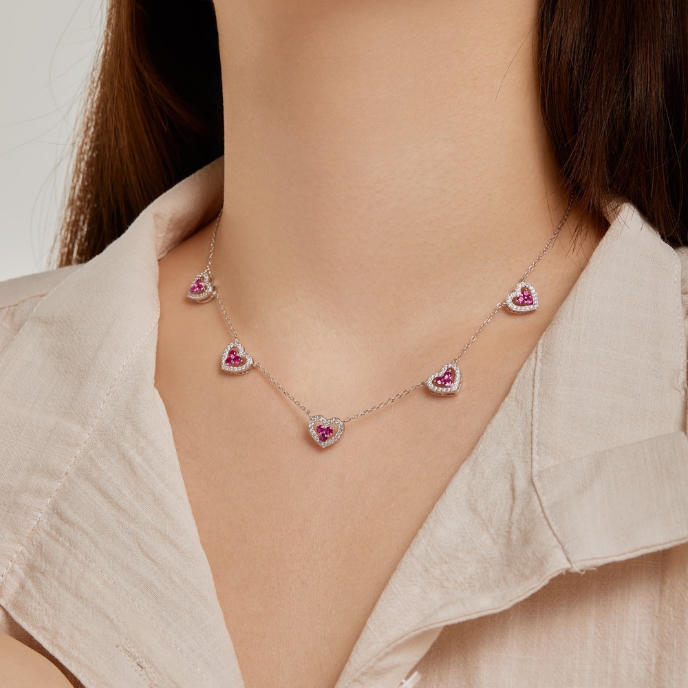 9g Weight Zircon Inlay Material Necklace Classification 1 Piece Quantity Daily, Street Occasion 925 Sterling Silver Material Heart Shape Pattern Women's Gender Inlay Design Sweet, Shiny Style 925 Sterling Silver Zircon Inlay Heart Shape Necklace 5
