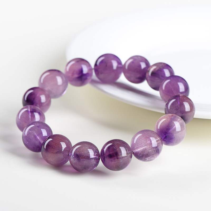 久雅水晶天然老礦粉紫超七圓珠手鏈紫色超七散珠手串廠家直銷|其他(卑
