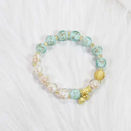 寺庙同款香灰夜光琉璃手串手链金箔珠三通饰品配件七彩色琉璃珠子