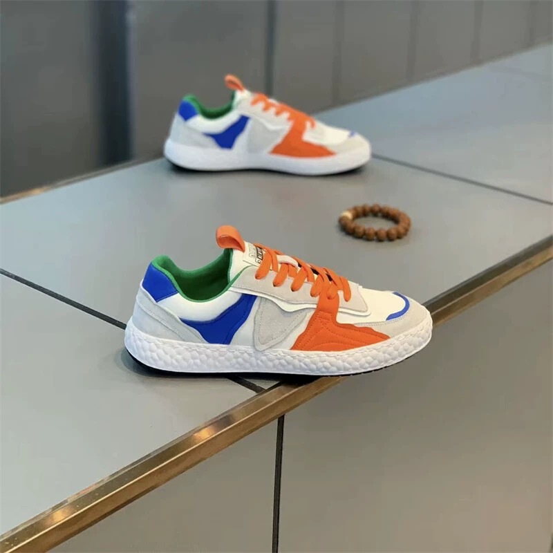 Kuaishouと同じスタイルのロートップソフトソール厚底レースアップ軽量レザーパネルシューズ、多用途で快適なスポーツとレジャーの韓国スタイルの紳士靴|undefined