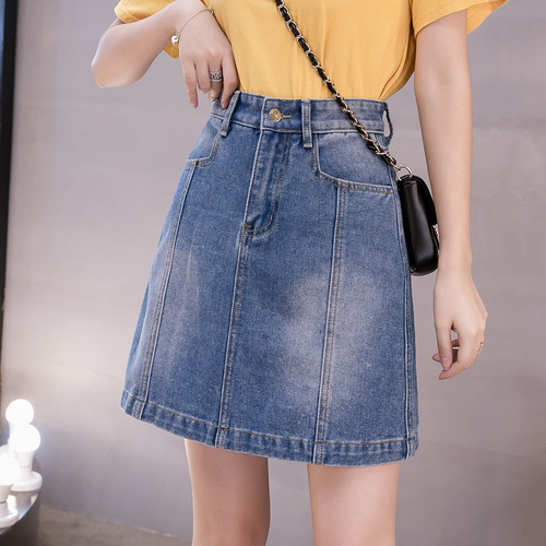 Jeans short skirt A-line mid-rise slimming female student Korean style casual new summer thin model