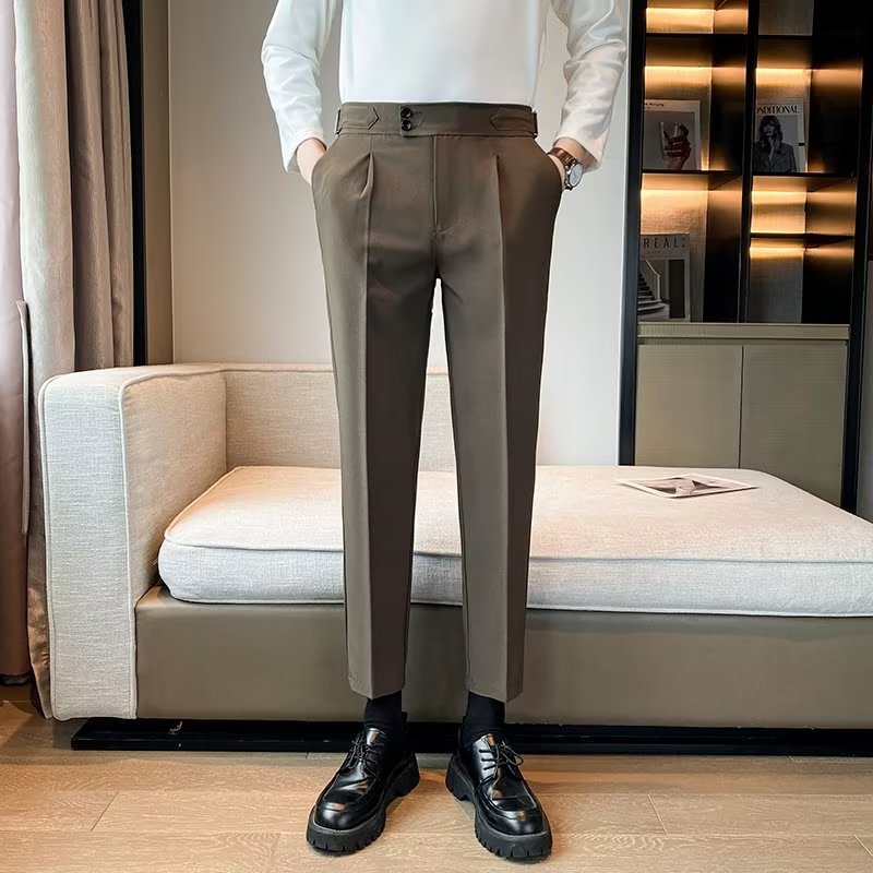 Loose Cropped Pants Draping Wide-leg Suit Pants Men's Fashion image 20