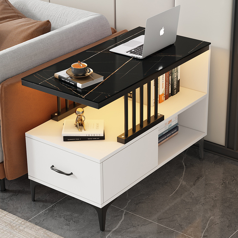 Mesa contra la pared estrecha simple y ligera estante de lujo sofá lado del gabinete varios lados de la mesa mesa de té pequeño mini borde