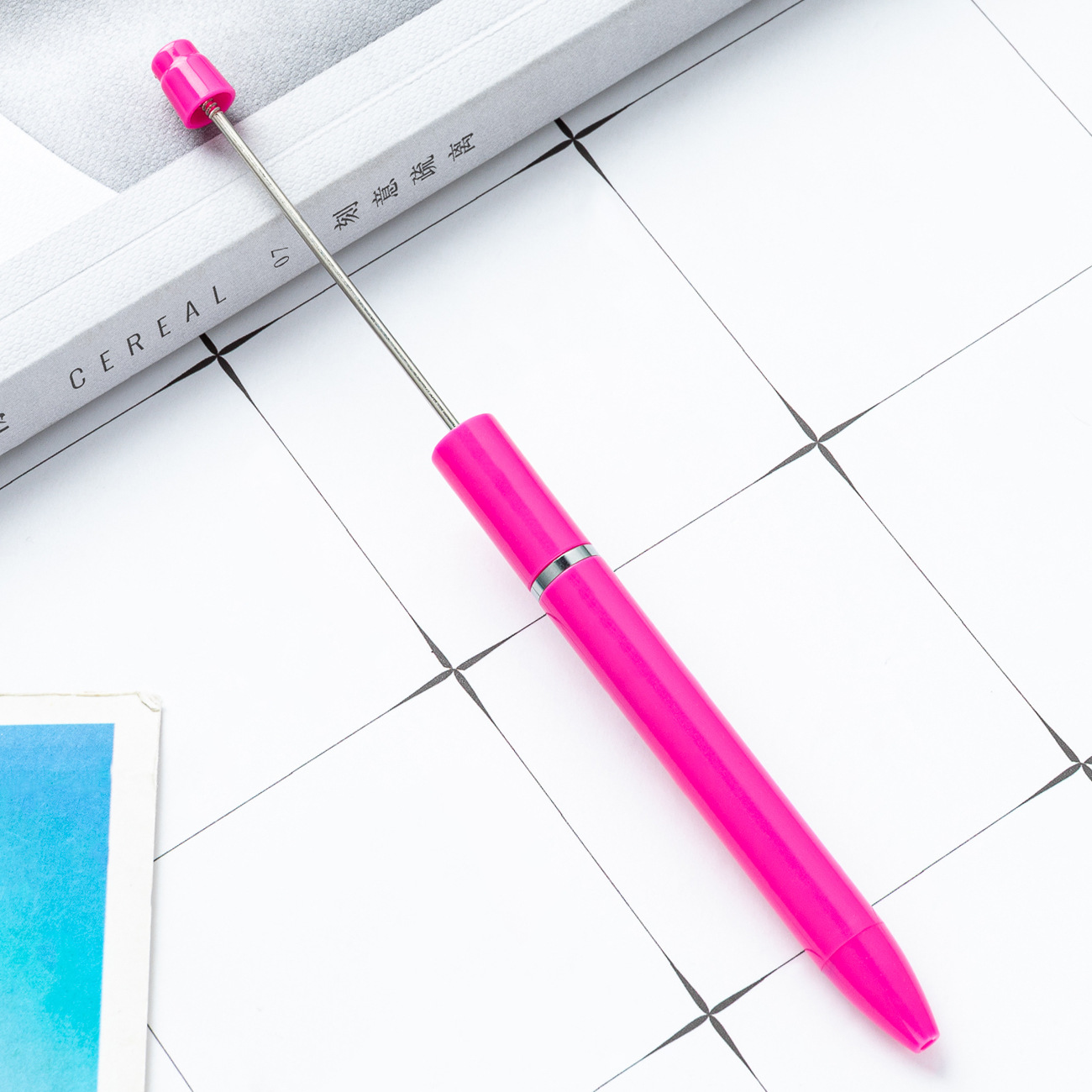 Inventario al por mayor creativo diy bolígrafo de cuentas largos bolígrafo de cuentas de impresión personalizado bolígrafo de cuentas de mano