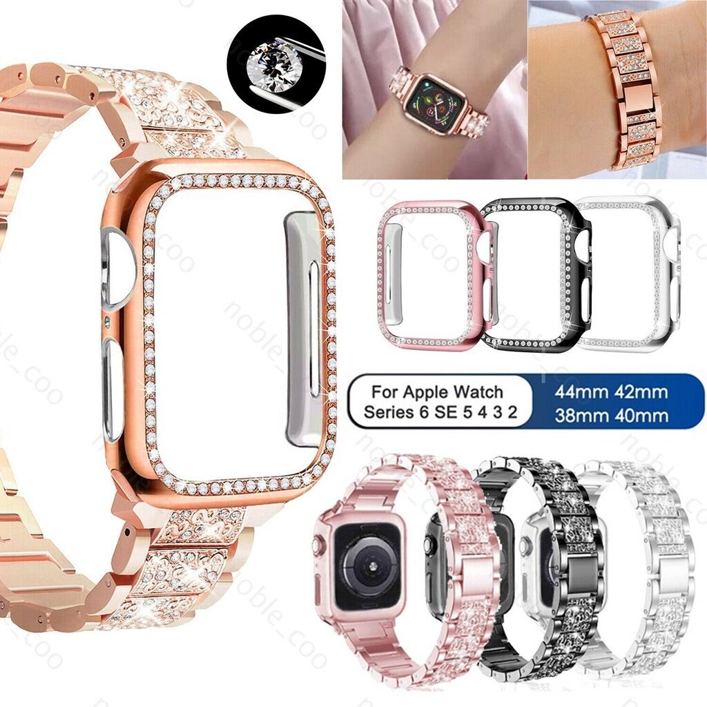 Suitable for Apple Watch ultra strap case set metal drill band pc single row drill case set s8 strap