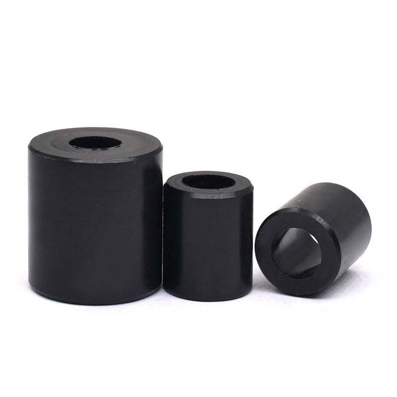 黑色ABS塑料隔离柱圆形螺丝套管尼龙垫柱绝缘空心直通柱加高垫片