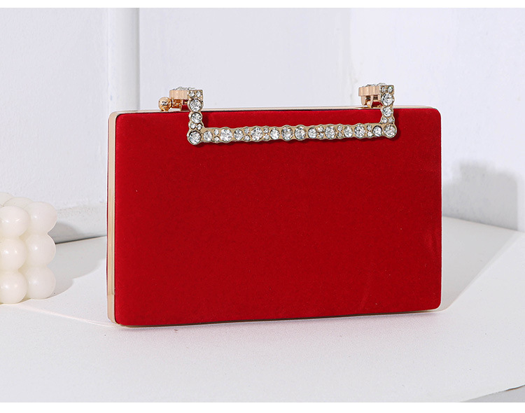 Elegant, Vintage Style Style Square Shape Medium Size Velvet Solid Color Square Evening Bags