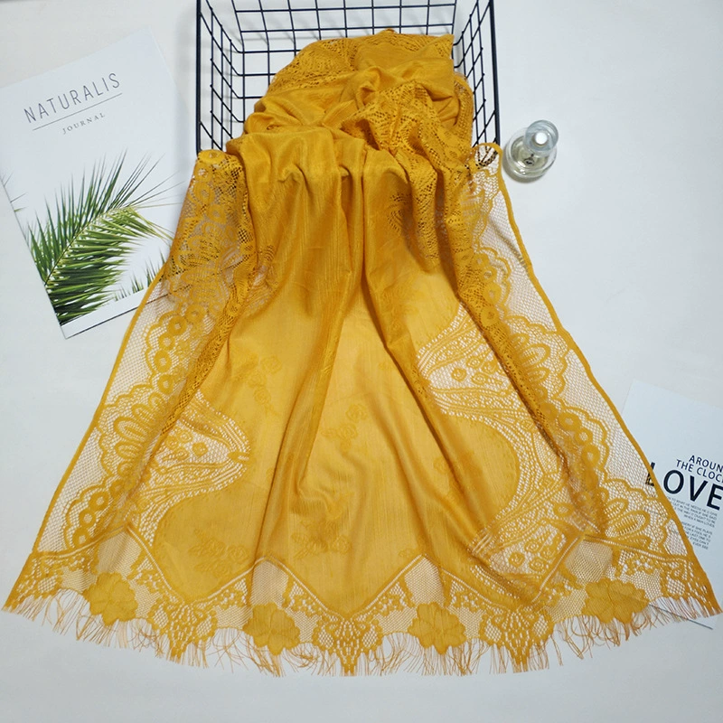 Colored lace thin cloak indoor, scarf with tassels
