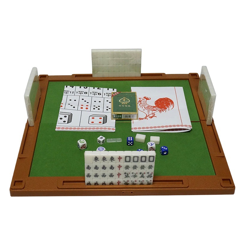 Mini six-in-one travel mahjong table top four-in-one small mahjong fish shrimp crab poker game mahjong wholesale