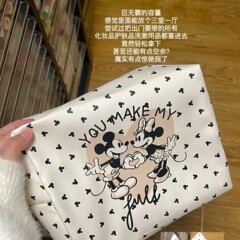 超大容量pu化妆包米奇米妮化妆收纳包波点可爱复古收纳洗漱包