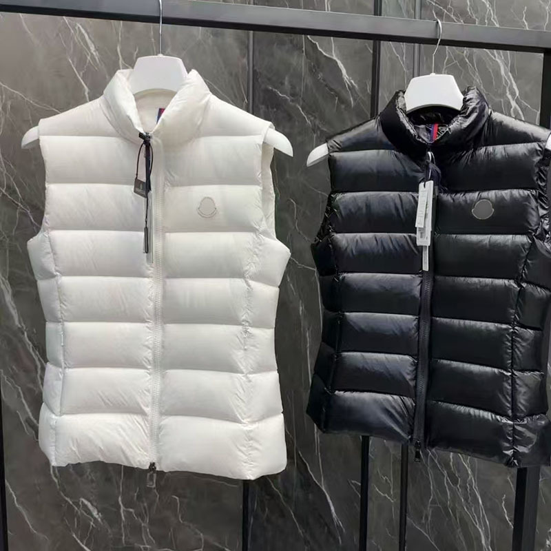 Meng m Brand Autumn and Winter Thick Classic Women's down Jacket, Warm Sleeveless Stand Collar Vest, Waist-Cinching Matte 8-Grid Design