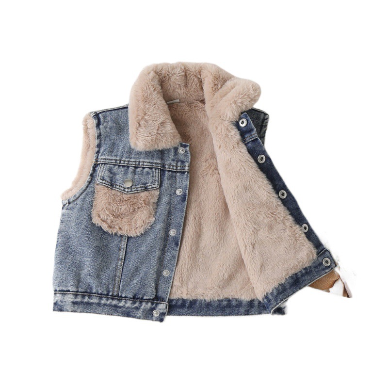 Chaleco de niños otoño y invierno 2020 nuevo chaleco de niñas de estilo extranjero más grueso chaleco de vaquero de niños de mediana edad