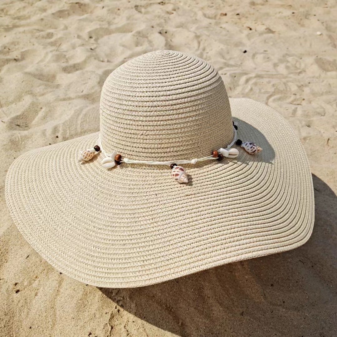 3402g Weight Women's Cute Sweet Shell Big Eaves Straw Hat