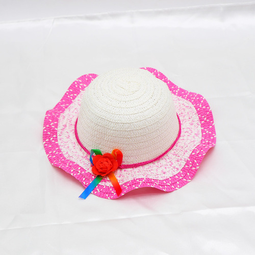Children's Grass Hat, Girl Baby Outdoor Outing Cartoon Sun Hat Beach Hat Summer Cute Sun Protection Hat Folding