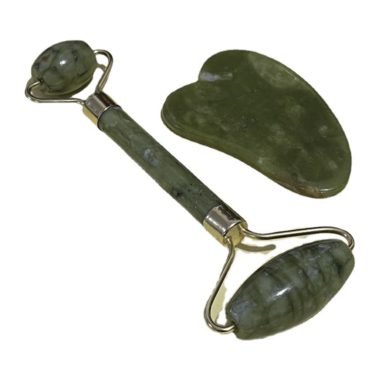Rodillo de jade natural belleza contenedor blanco Jade raspado placa traje xiuyan Jade negro masajeador facial raspado placa