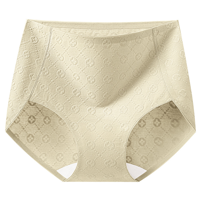 2024 nuevo estilo de algodón de cintura alta, abdomen sin clip, cadera 7A, entrepierna de algodón antibacteriano, sin costuras, jacquard transpirable para mujer