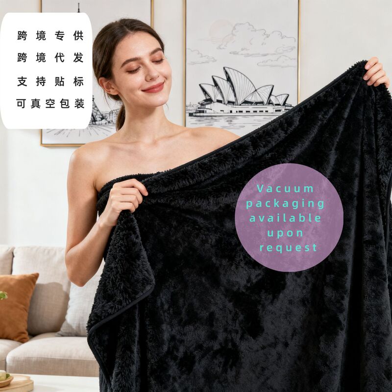 Thickened Black Coral Velvet Bath Towel Set for Home Use, Sports, Lint-Free, Water-Absorbent, Quick-Drying, Soft Body Towel