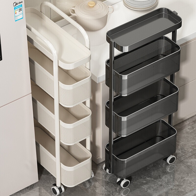 Kitchen storage rack, floor-standing narrow cabinet, gap storage shelf for home bathroom, movable small cart for side gaps