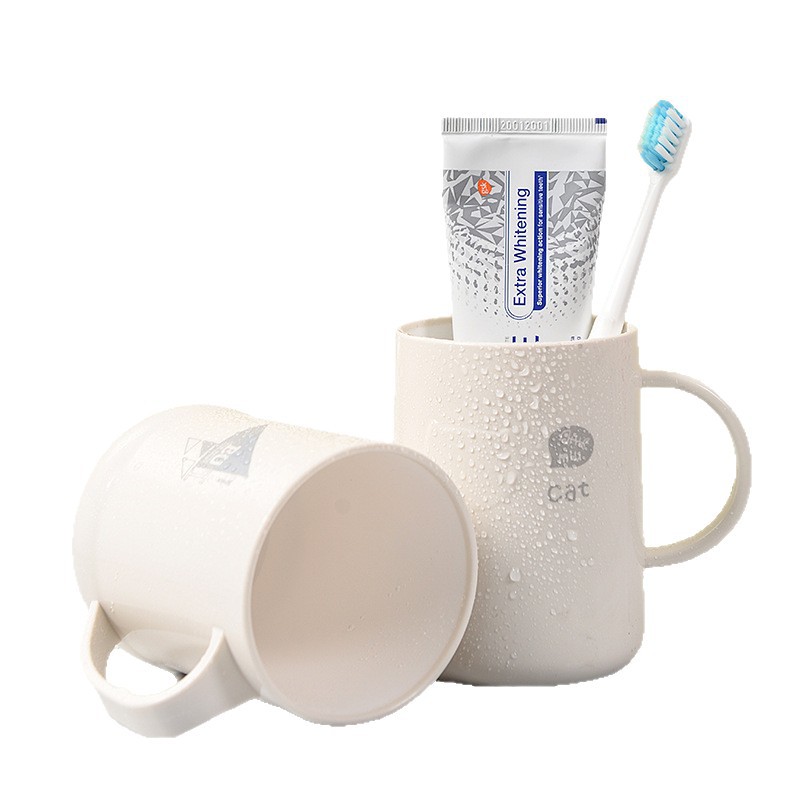 Durable Plastic Toothbrush Cup For Couples With Handle Cartoon Style_voghion.com