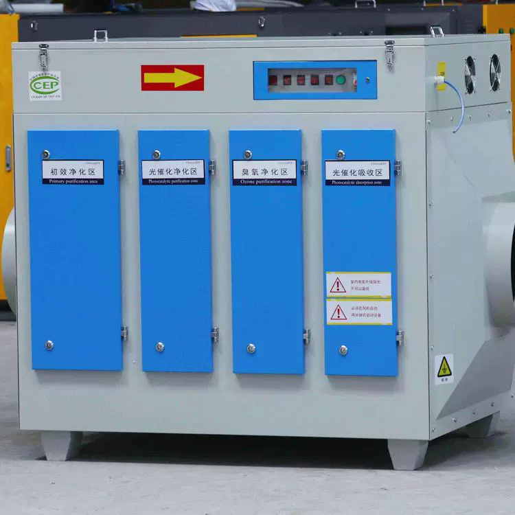 Установка для очистки отходящих газов с интегрированным УФ-светом и кислородным каталитическим очистителем