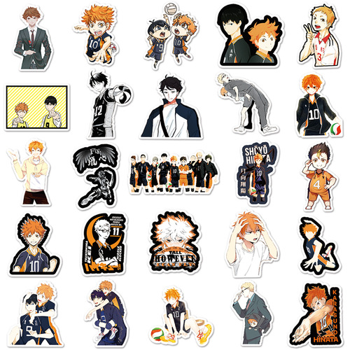 52 pieces of volleyball boy Japanese cartoon anime graffiti suitcase scooter dead fly decorative car waterproof stickers