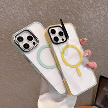 镜头支架款手机壳适用苹果16ProMax外壳iPhone15plus防滑强磁吸14