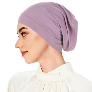 AliExpress cross-border bottoming women's Arab hat multi-color headscarf hat monochrome Malaysian tube hat