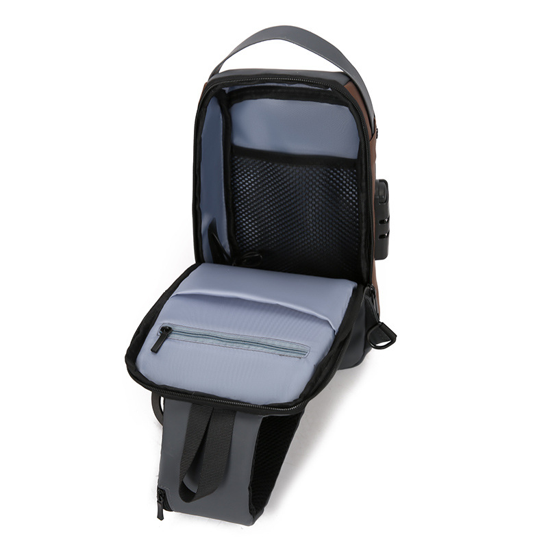 Bolso de pecho para hombre USB al por mayor transfronterizo de nuevo estilo, deporte multiusos simple, ocio, bolso de mensajero ligero a prueba de salpicaduras, marea