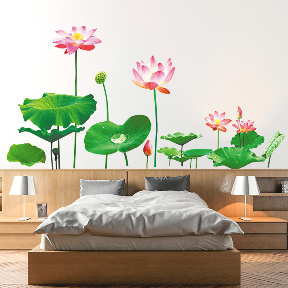 昆尚品代发3D立体荷花荷叶金鱼蜻蜓蝴蝶墙贴画客厅卧室儿童房装饰